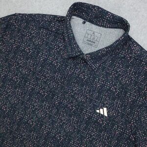 Adidas Golf Polo Shirt Men's  XL Blue Pink‎ Green Abstract Print Short Sleeve